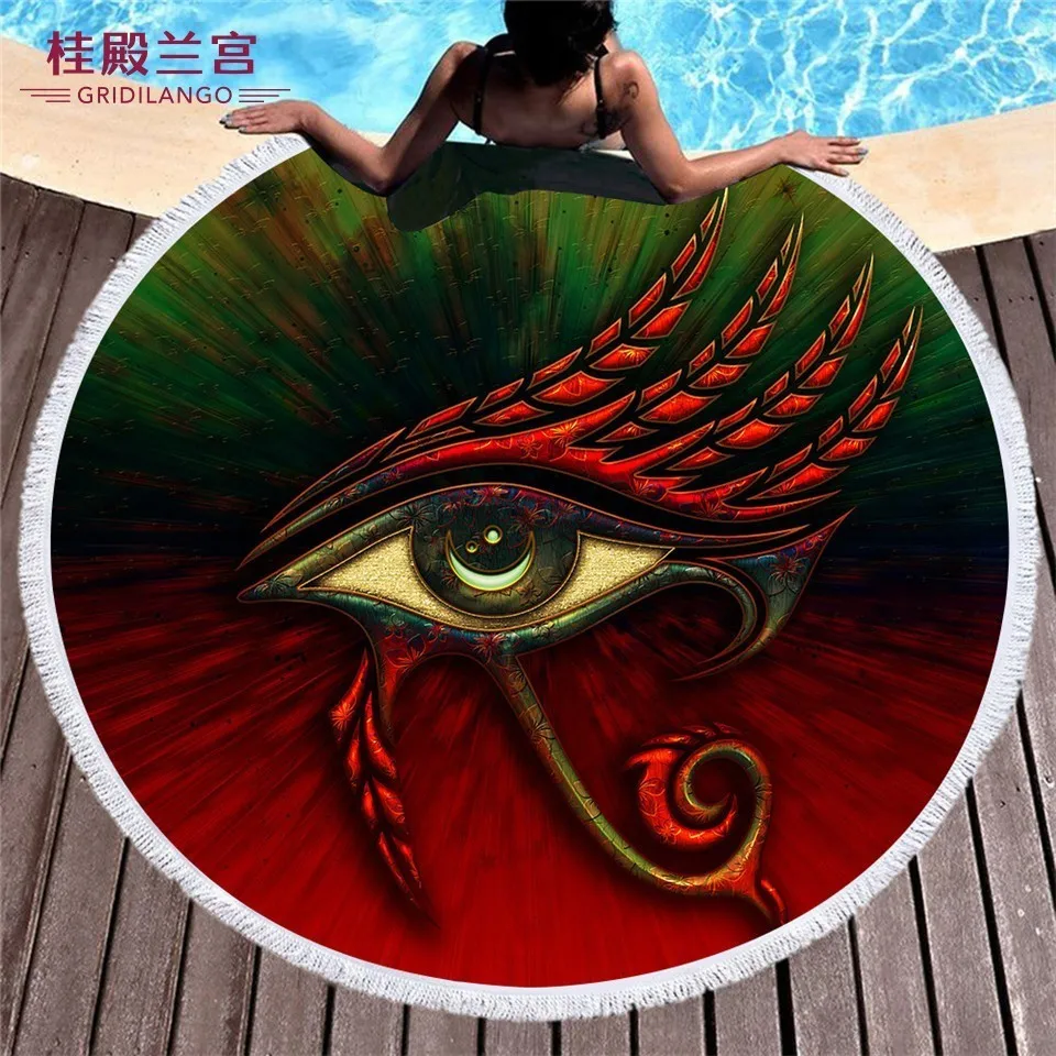 

GRIDILANGO Fantasy Eye Pattern Round Beach Towel For Adult Quickly Absorbtable Swimming Travel Outdoor Home Yoga Mat Bath Towel