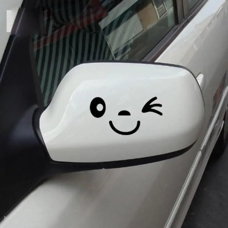 

2pcs/set Smile Face Wink Sticker Decal Decoration Funny Car Side Mirror Rearview Sticker Decoration