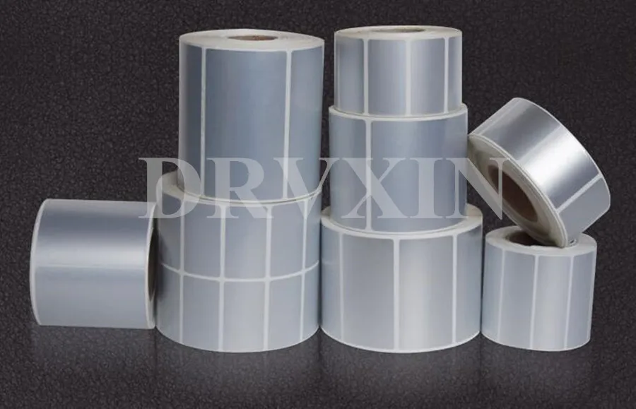 DRVXIN custom stickers Label 30mmx15mmx5000 sheets/Roll Waterproof Tearproof oilproof handmade silver PET paper tags