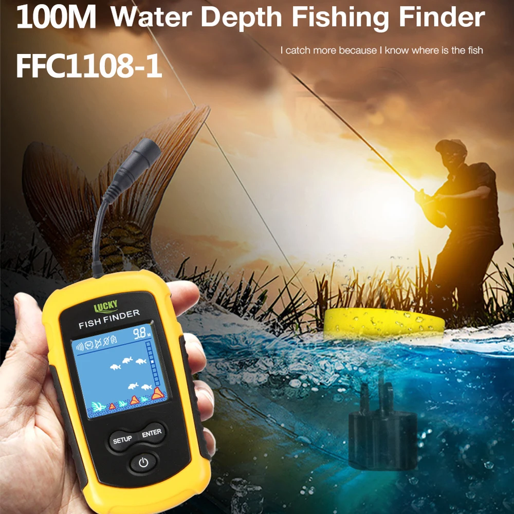 محظوظ FFC1108-1 المحمولة صياد السمك السونار الأسماك إنذار الصيد سونار مكتشف 100 M LCD كاميرا تحت الماء السونار لصيد الأسماك