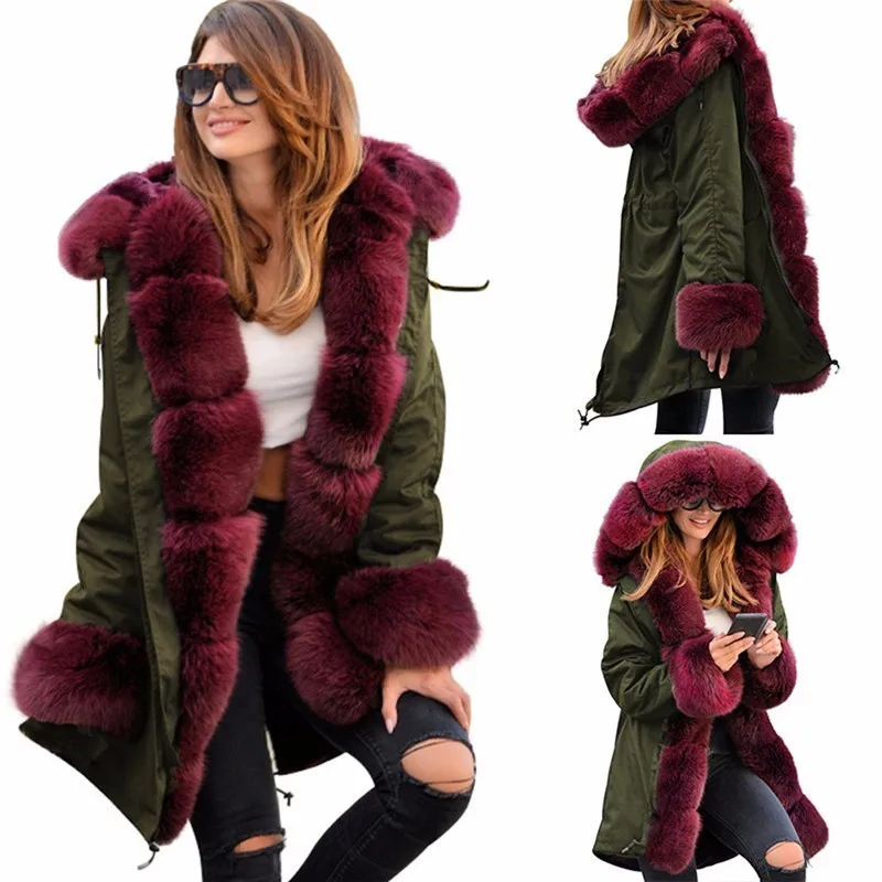 Woman High Quality Luxury Fur Collar Winter Warm Coat Fashion Lady Outwear High Street Fur Sleeve Warm Coat Jackets Woman High Quality Luxury Fur Collar Winter Warm Coat Fashion Lady Outwear High Street Fur Sleeve Warm Coat Jackets