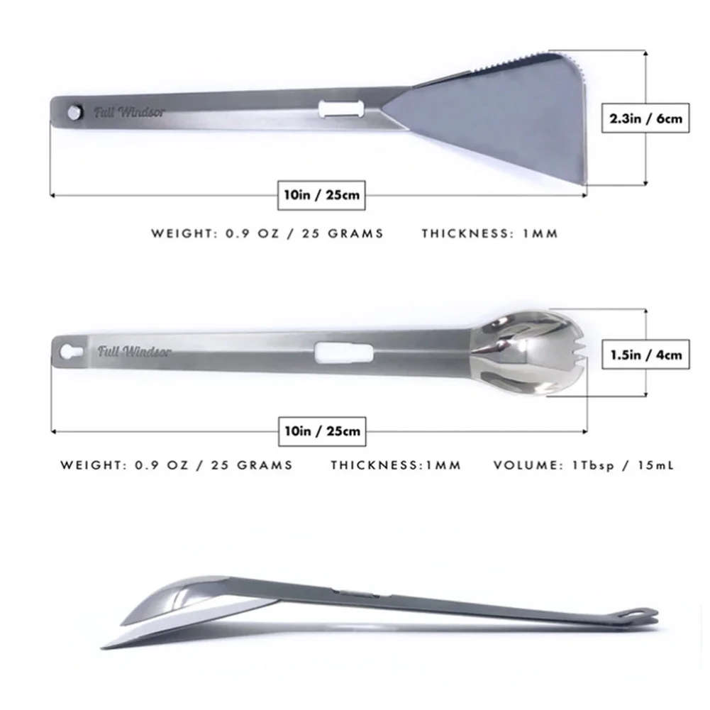 Portátil multifuncional de acero inoxidable tenedor cuchillo al aire libre senderismo mango largo cuchara desmontable de Camping