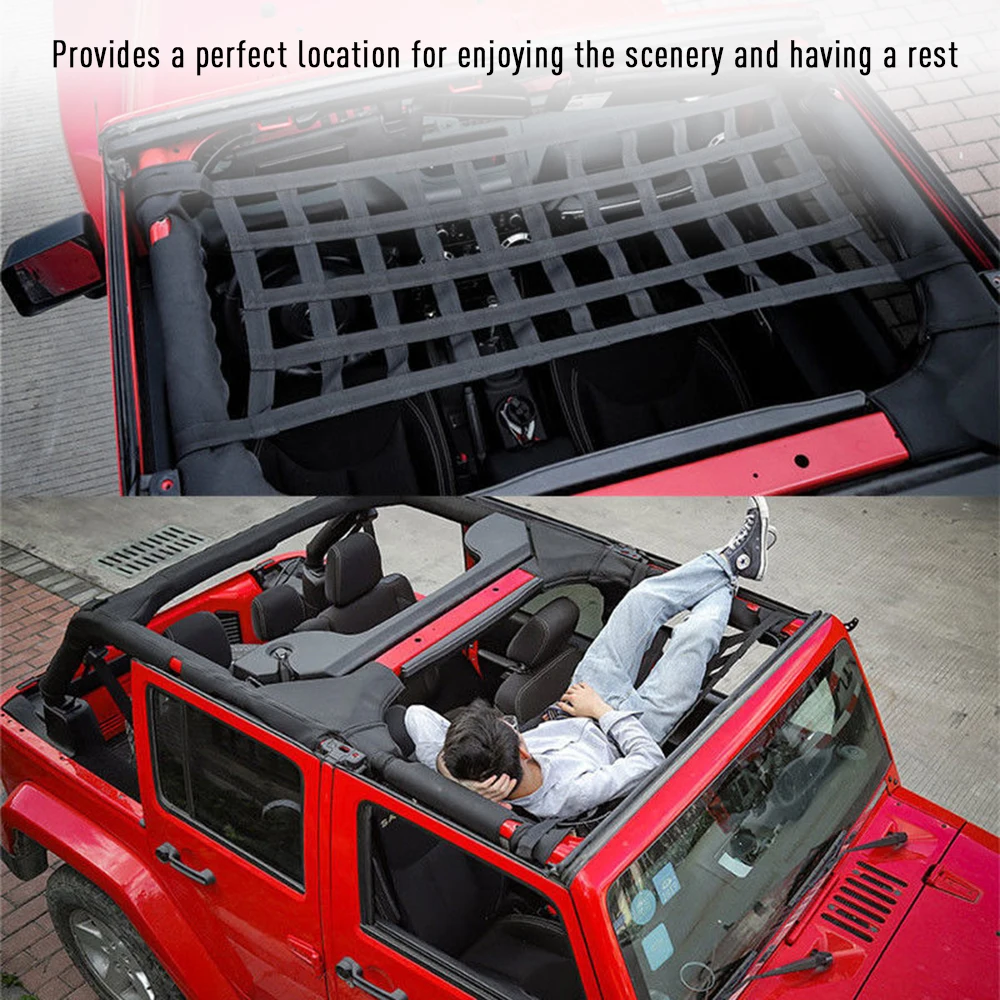 Camoo for Jeep Car Roof Hammock Heavy Duty Waterproof Top Rest Bed for 2007-2020 Jeep Wrangler JK JL 