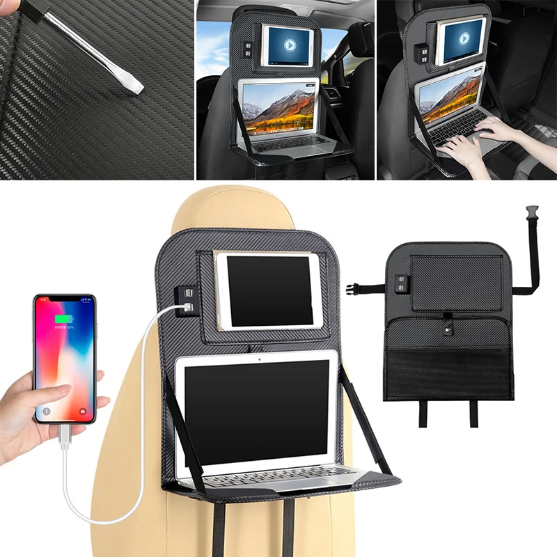 

Folding Table Car Back Seat Storage Tidy Organiser Laptop Holder Tray Travel NEW