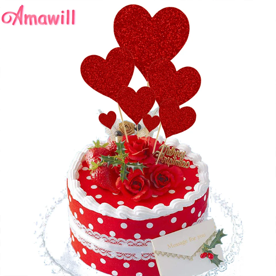Amawill ко Дню Святого Валентина декора Love You торт фигурки жениха и невесты Красное