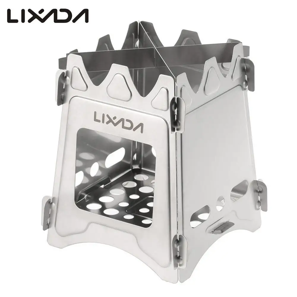 

Lixada Compact Folding Wood Stove for Outdoor Cooking Picnic Backpacking Survival Cooking Picnic Hunting Titanium Wood Stove