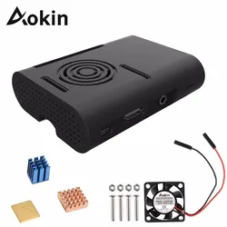 Aokin – boîtier pour Raspberry Pi, couvercle avec ventilateur de refroidissement en aluminium, pour Raspberry Pi 3 modèle B + Plus,PI 3 / 2 