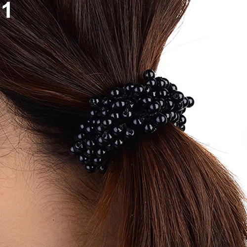 جديد الأزياء إكسسوارات الشعر المرأة السيدات الفتيات فو اللؤلؤ الخرز هيرباند حبل Scrunchie ل ذيل حصان حامل تصفيف الشعر أداة