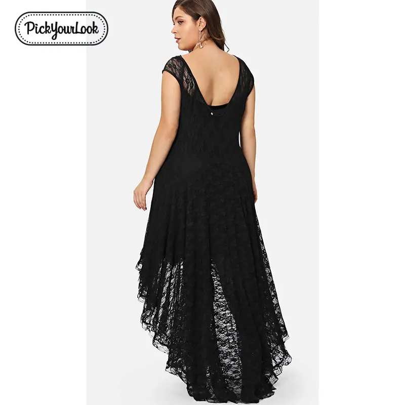 Pickyourlook кружевное женское платье макси плюс размер летнее черное сексуальное Клубное платье с низким вырезом на спине Robe Femme свадебное вечернее платье больших размеров Vestidos