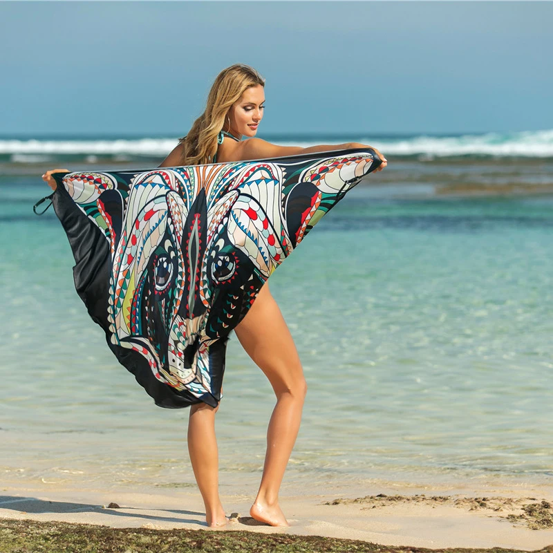 playa vestido impreso Animal imprimir de Verano de la túnica túnicas para mujeres playa Sarong Mat ropa cubierta _ - AliExpress Mobile