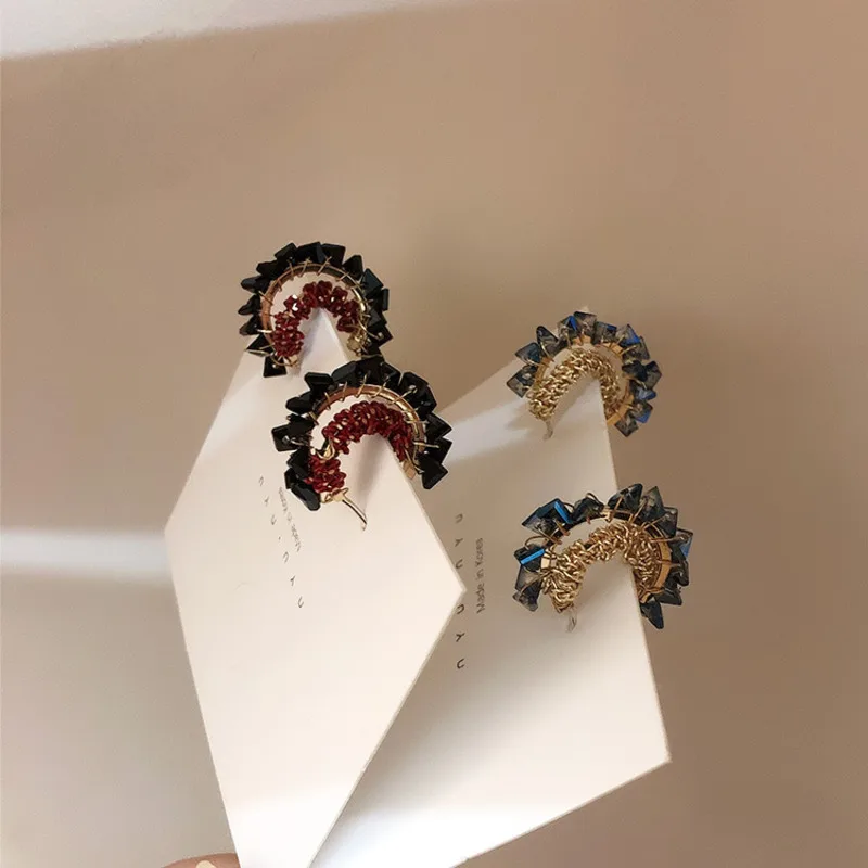 

Elegance Temperament Charm Earrings Geometric Round Shiny Austrian Crystal Big Earring Fashion Jewelry Women New Design Party