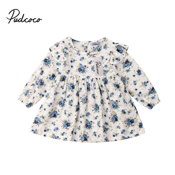 

Pudcoco Easter Newborn Baby Girl Clothes Flower Princess Tutu Dress Long Sleeve Cute Kids Clothes 6M-3Y