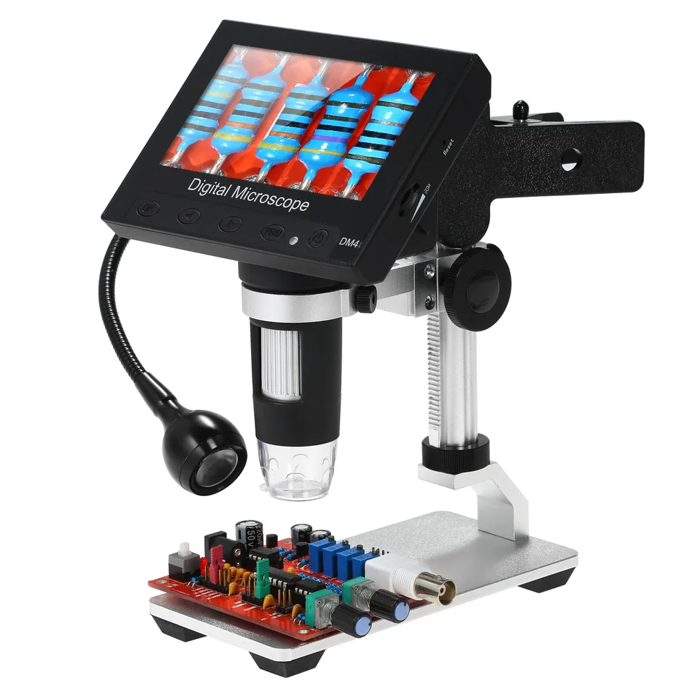 

1000X Portable Digital Microscope 4.3" LCD Display Magnifier with Metal Stand and Lamp for Circuit Board Repair Soldering Tool
