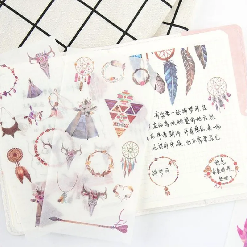 

6 Sheets/Bag Indian Style Pattern Washi Sticker paper Stickers Decoracion Scrapbooking DIY Office Stationery School Supplies