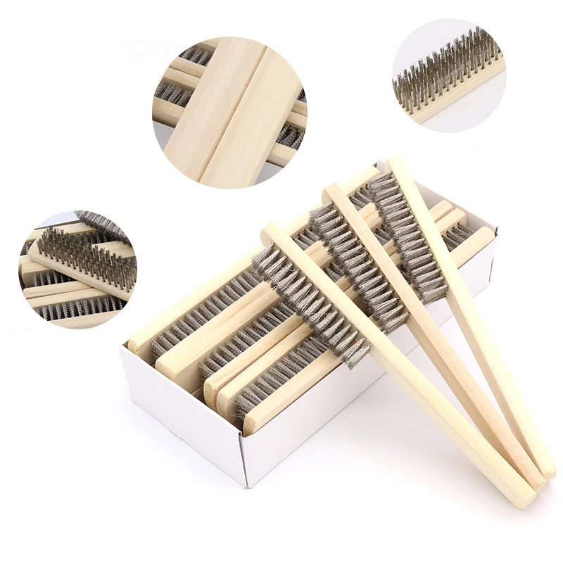 

Hand Copper Plating Metal Wire Brush Cleanning Tool Steel Brushes Polishing Crafts Processing Wood Handle DIY Tool
