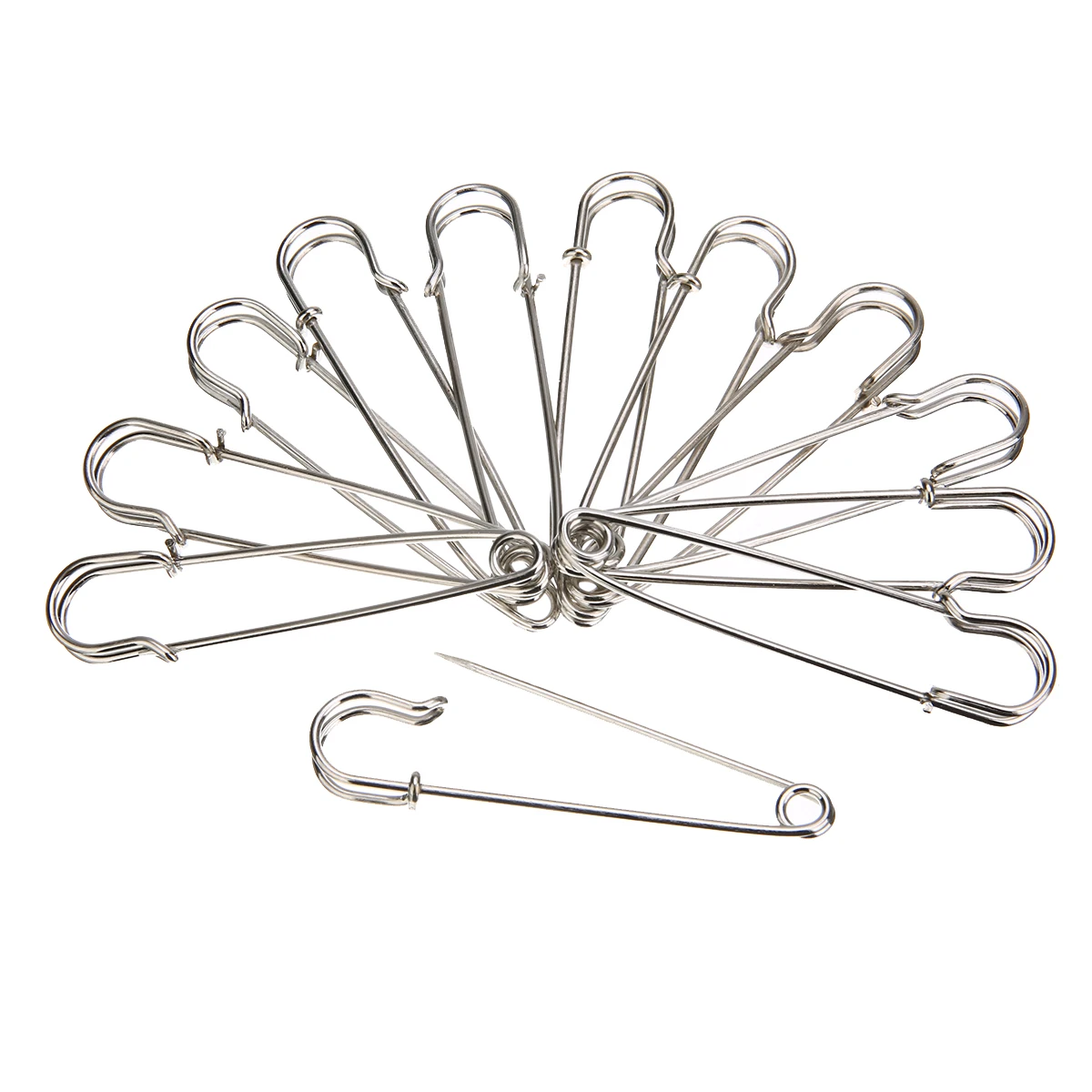 12pcs Stainless Steel Safety Pin Jewelry Badge Safety Pins for Making
