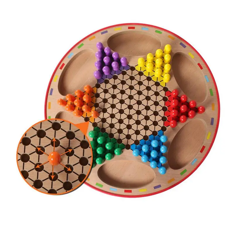 

Wooden Checkers Flying Chess 2 in 1 Board Game Children's Puzzle Board Game Early Education Toys