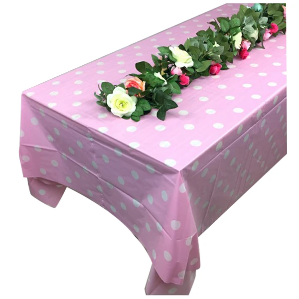 Plastic pink Polka Dot Tablecloth 9ft x 4.5ftin Tablecloths from Home