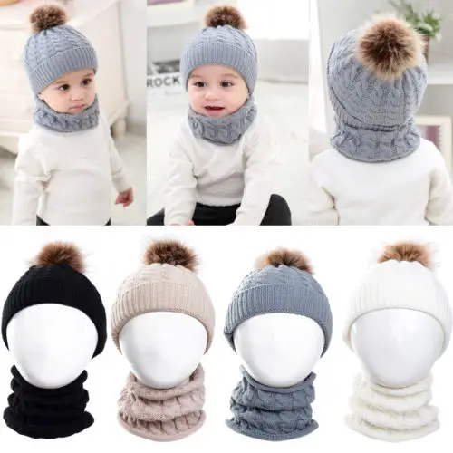 2Pcs Toddler Baby Boys Girl Winter Skull Cap Hats Scarf Set Kids Girls Boy Soft Warm Fur Pom Bobble Knitted Beanies Hats Caps 2Pcs Toddler Baby Boys Girl Winter Skull Cap Hats Scarf Set Kids Girls Boy Soft Warm Fur Pom Bobble Knitted Beanies Hats Caps