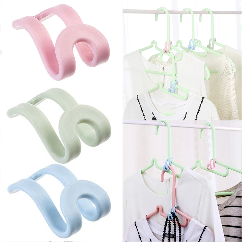 

Creative Plastic Holder Clothes Hanger Hot Sale Home DIY Hook 1PC Storage Rack Mini Closet Organizer Easy Hook Clothes Hanger