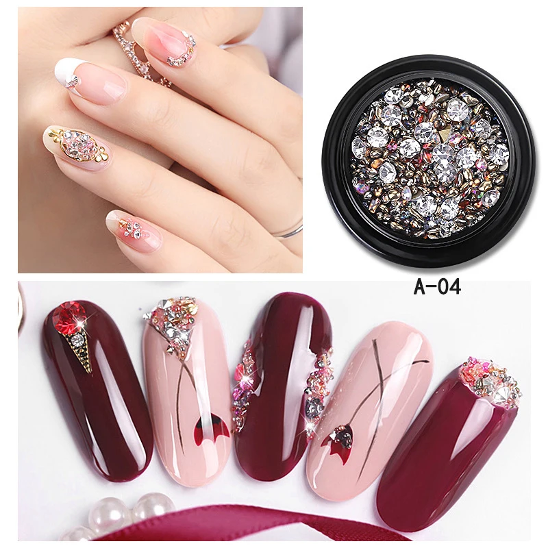 

Black Micro Drill Hybrid Boxed Broken Drillchain Diamond Crystal Sand Stones Jewelry Strass Caviar Pearl Nail Art Decorations