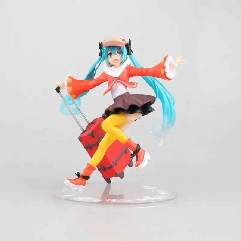 

17cm Anime Action Figure Hatsune MIKU Autumn Clothes Red Suitcase Ver 1/8 Scale Model Trunk Decoration Sexy Girls Collection Toy
