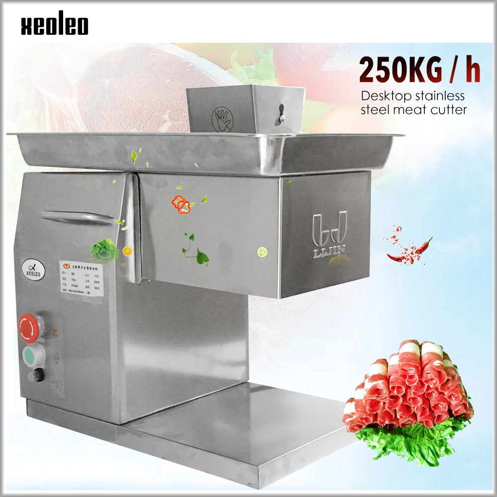 Xeoleo Commercial Meat Cutter 550W 250KG/h 110/220V Desktop meat slicer