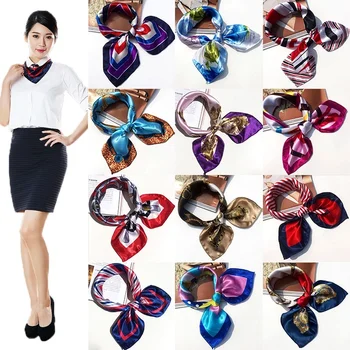 

Square Women kerchief Foulard Neck Scarf 50*50cm Ladies Vintage Wrap Hot New Printing Retro Silk Scarf 1PC Scarf Faux Silk