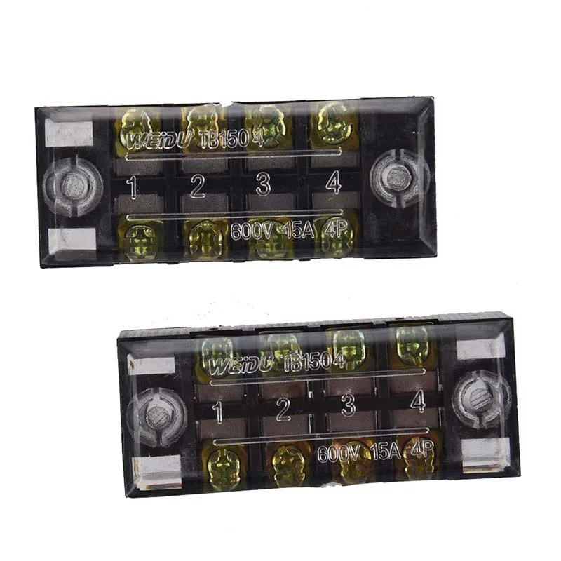 

Barrier Terminal Block 2 Pcs Double Row 4 Position Covered Screw Terminal Strip Double row 4 plated metal screw connectors