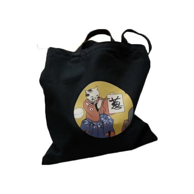 Women's Canvas Bag Cartoon Cat Cloth Shopping Bags Female Large Capacity Shoulder Tote Bag Eco Reusable Shopper Ladies Handbags 6