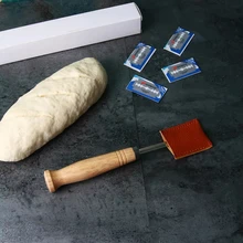 Высокая-конец деревянной рукояти резак для хлебобулочных изделий с Континентальный нож для хлеба и набор из четырех Сменное лезвие