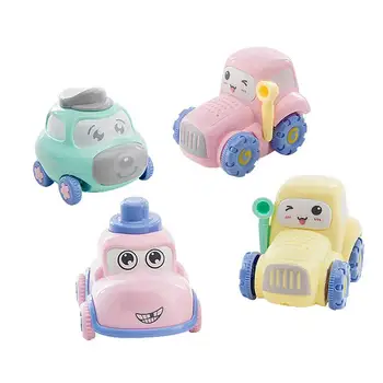 

4 Pcs/set Children's Car Toy Cute Cartoon Car Educational Thickened Cartoon Small Toy Car For Baby Interactive Gift For Kids