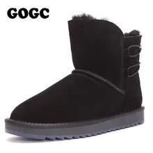 GOGC зимние ботинки из натуральной кожи на меху женские модные теплые сапоги, новинка, с шерстяной подкладкой; теплые женские ботильоны размера плюс 9841