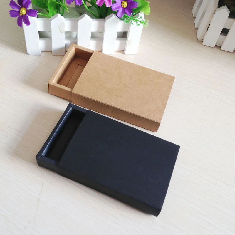 50 шт./лот,, Подарочная коробка, розничная, черный крафт-бумажный ящик, Подарочная коробка, Подарочная подарочная коробка
