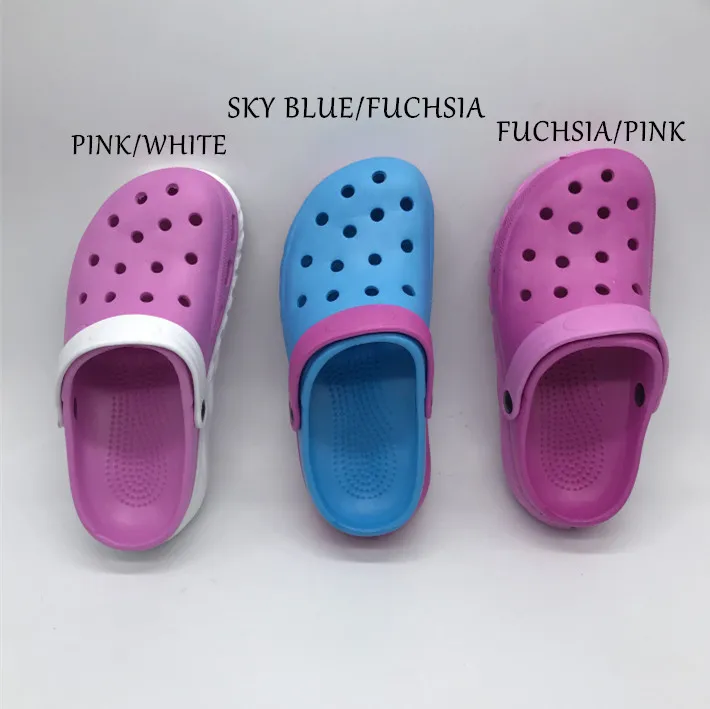 

WOMAN LIGHT SOLID OUTDOOR GARDEN CLOGS SANDALS SIZE 36 37 38 39 40 41 EVA RECYCLED BEACH SHOES FOR WOMEN SKY BLUE PINK FUCHSIA