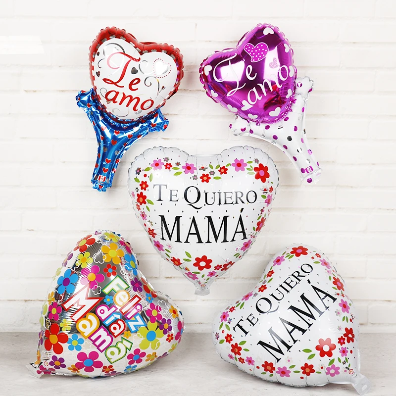 1 шт. 18 дюймов сердце испанский Te amo с надписью love mama Фольга воздушных шаров ручной