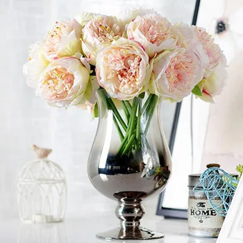 

5 Heads/Lot Real Touch Fake Silk Peony Flowers For Home Decoration DIY Artificial Peony Flower Bridal Bouquet For Wedding Decor