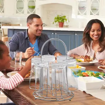 

Stainless Steel 6 Cups Mug Glass Stand Holder Drying Shelf Home Kitchen Hanging Drainer Storage Rack Home Storage