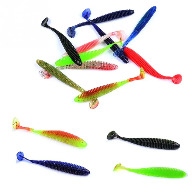 

10PCS 8.5cm fishing Floating Soft Bug T Luya Silicone Fishing Lure Soft Bait Set Durable fish baits With strong Hook Mixed Color