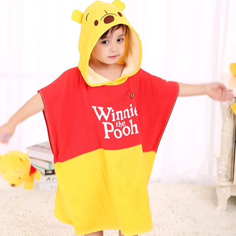  Disney Mickey Cartoon Frozen Elsa Fashion Children's Hooded Bath Towel Minnie Cape Kawaii Baby Pooh