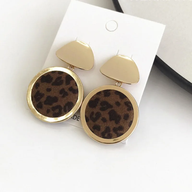 

WKOUD EAM Jewelry / 2019 New Fashion Irregular Patchwork Geometric Round Leopard Pendant Earrings Women's Accessories S#R109808