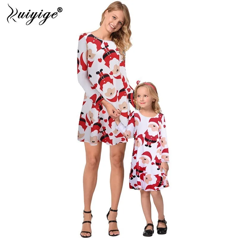 

Ruiyige Mother & Daughter Christmas Party Dress Family Christmas Pajamas Women Girls Snowman Print Dresses Mommy And Me Clothes