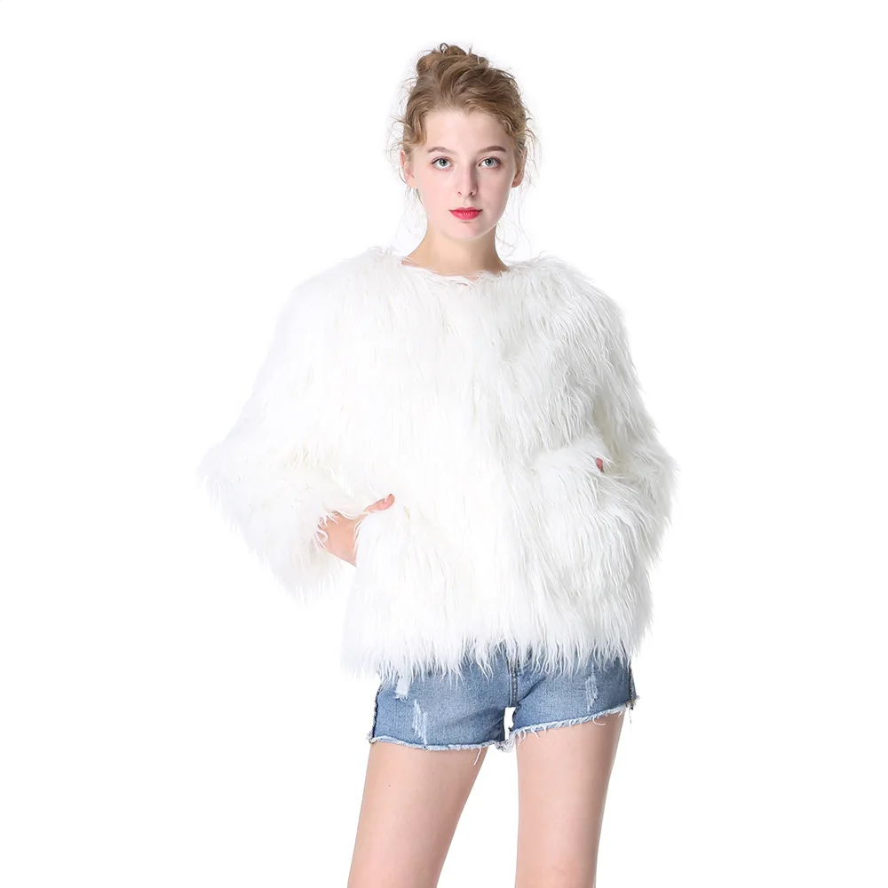 Manteaux 2018 En Fausse Longue Artificielle De blanc Hiver Fourrure Haute Automne Mode Femmes Veste Peluche Luxe Chaud Qualité Kaki Outwear Manteau 0Swq5T5O