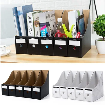 

5PCS/Set Document Rack File Holder Storage Box Magazine School Pencil Foldable Paperwork Desk Organiser Kraft Paper Simple