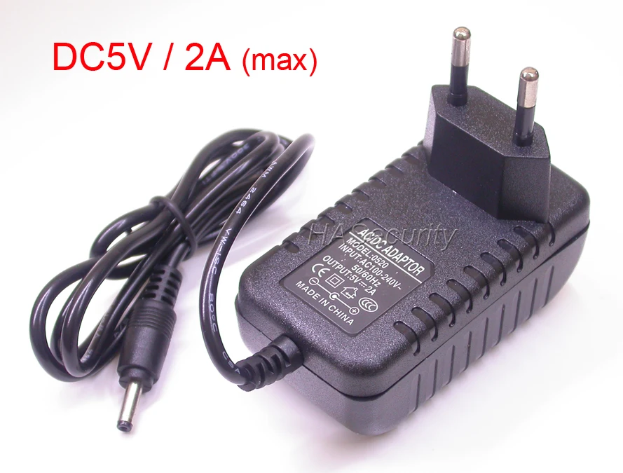 

DC5V 2A (max) output , European plug type Power adapter for CCTV cameras AC100-240V input 50/60Hz