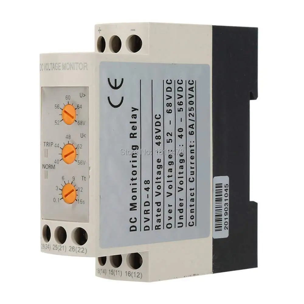 DVRD-12 dc 12V 24V 36V 48V 과전압 및 저전압 보호 릴레이 35MM 가이드 레일