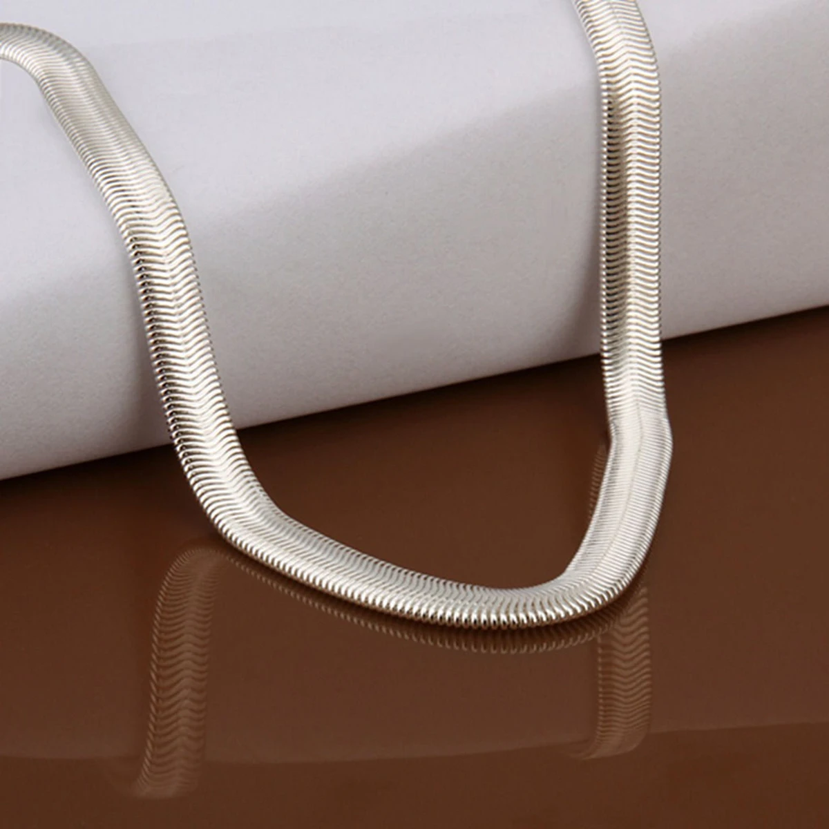

Unisex 925 sterling silver Solid 6mm Flat snake Link Chain with Lobster Clasps Men Women Necklace 16-24 inch