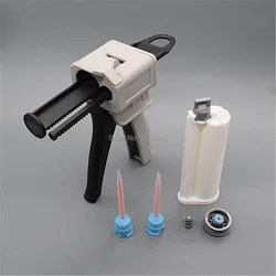 Ab pistola de cola epóxi para aplicador, 50ml, distribuidor de dois componentes com 50ml, cartucho de barril duplo vazio e bico de mistura