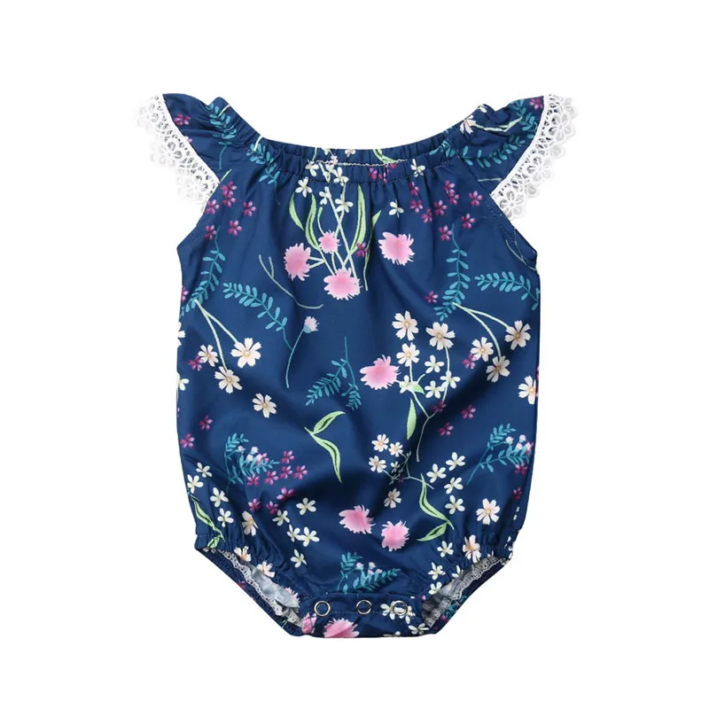 

0-18M Newborn Baby Girl Clothing Floral Bodysuit Sunsuit Summer Clothes Infant Girls Cotton Sleeveless Bodysuits