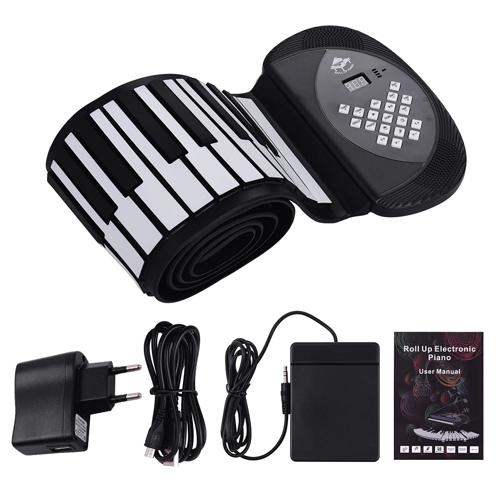 

88 Keys MIDI Roll Up Piano Electronic Silicon Keyboard Built-in Stereo Speaker 1200mA Li-ion Battery Support BT Connection